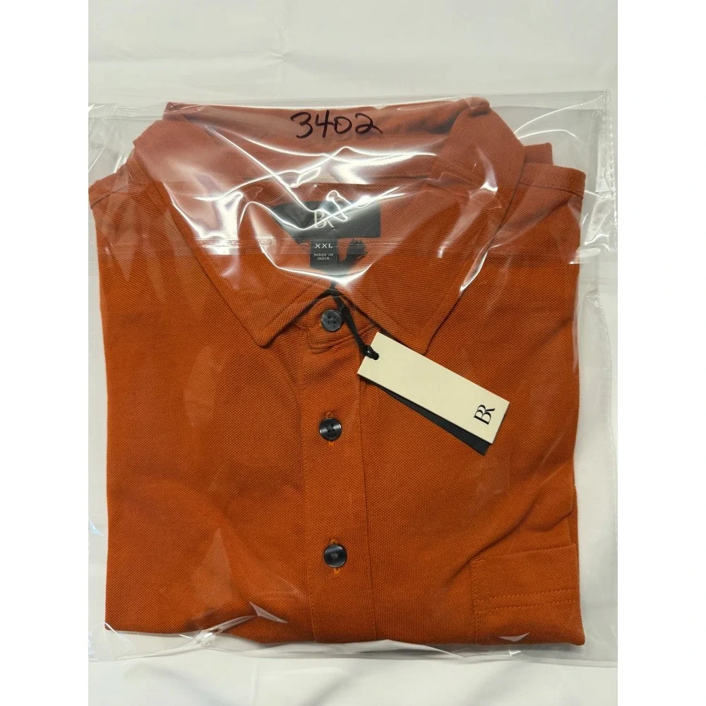 Banana Republic Luxury Touch Polo Shirt Mens XXL Burnt Orange Cotton Pique New